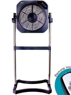 AIR INNOVATIONS Black Adjustable Standing Floor Fan With Remote Control
